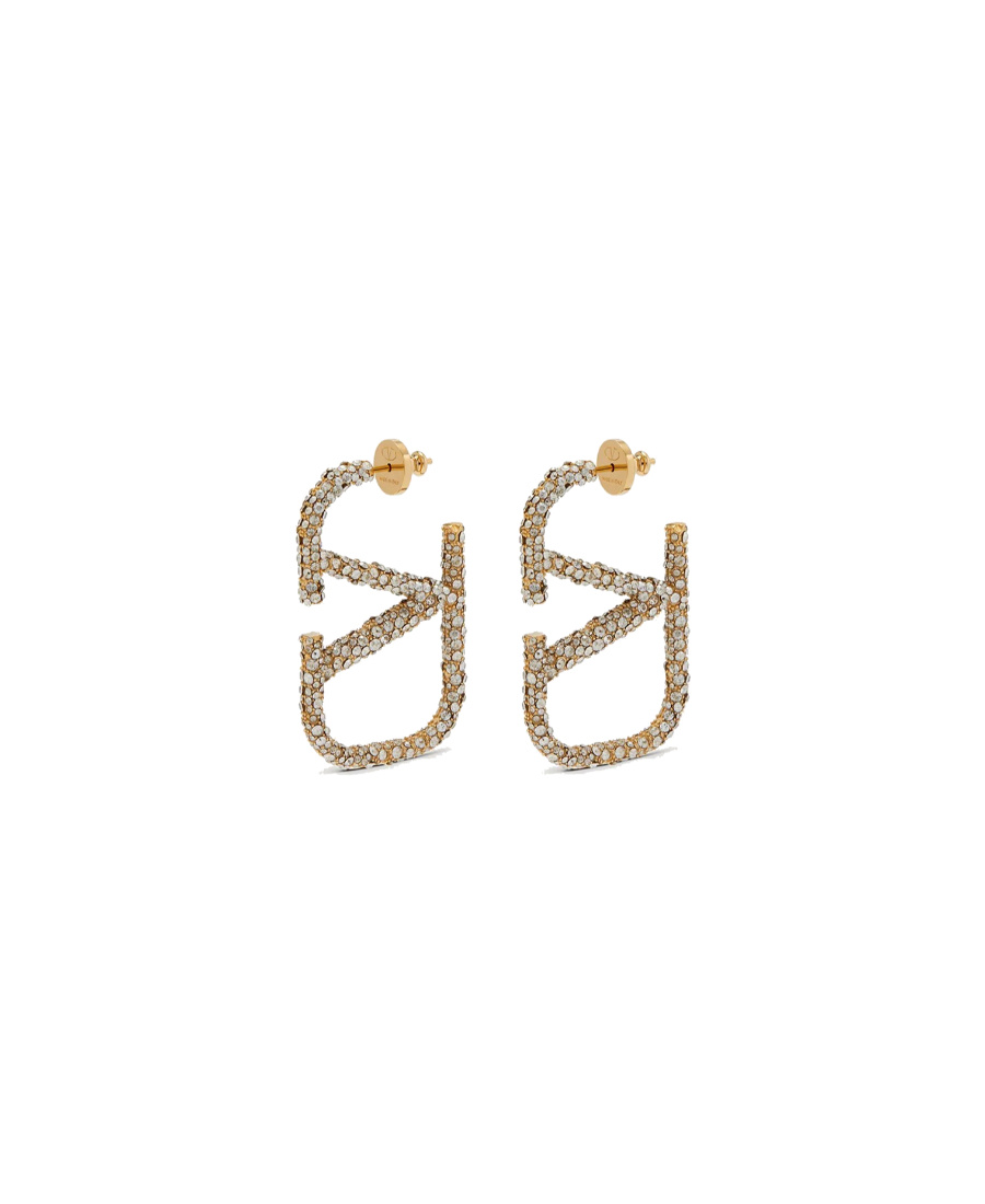 Valentino Rhinestone-embellished Vlogo Earrings In Yellow