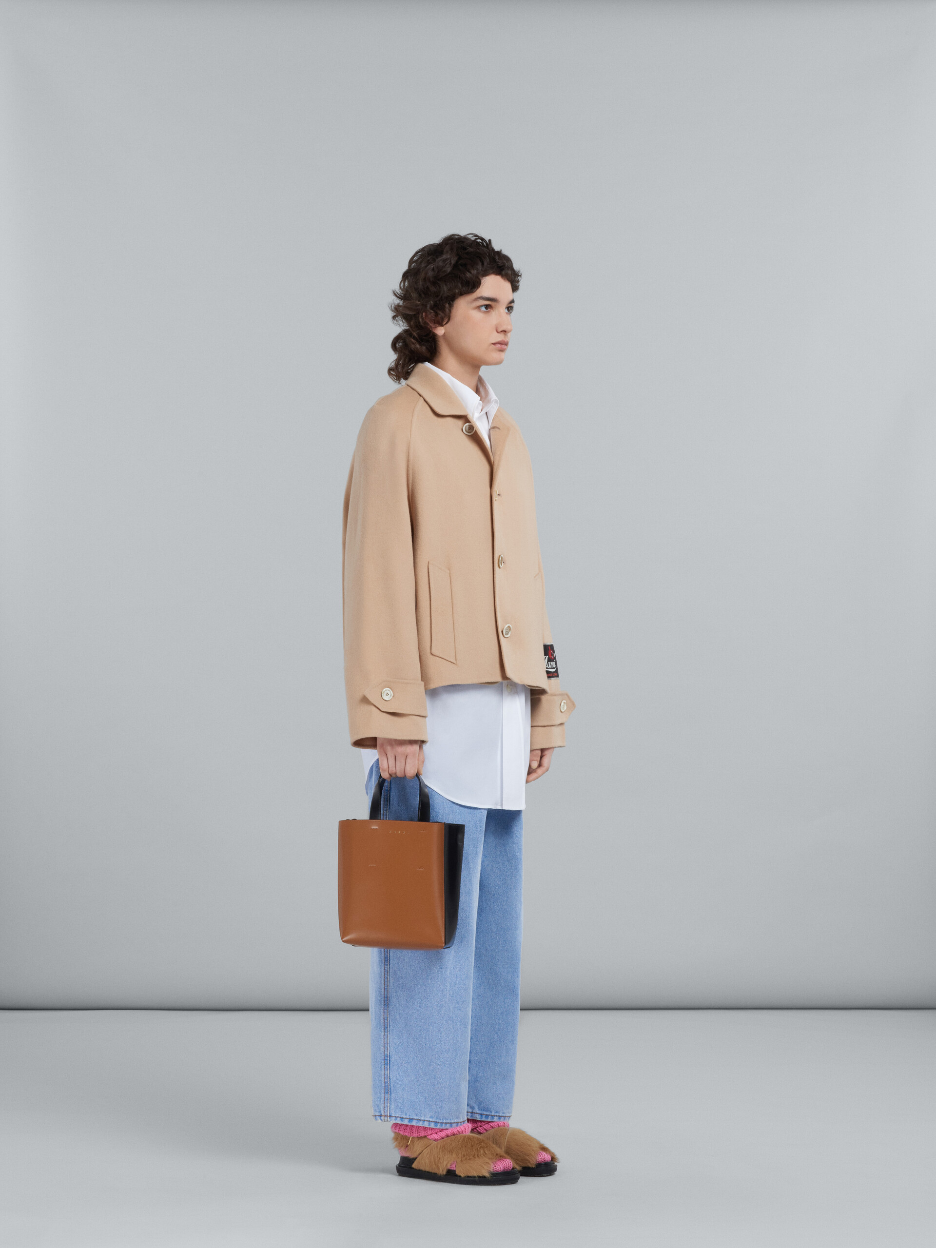 Marni Logo-patch Shirt Jacket In Nude