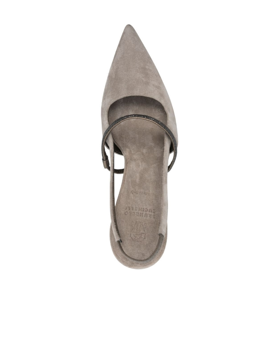 Brunello Cucinelli Pointed Toe Slingback Pumps In Nude
