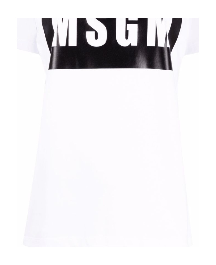 Msgm Logo Print Crewneck T-shirt In White