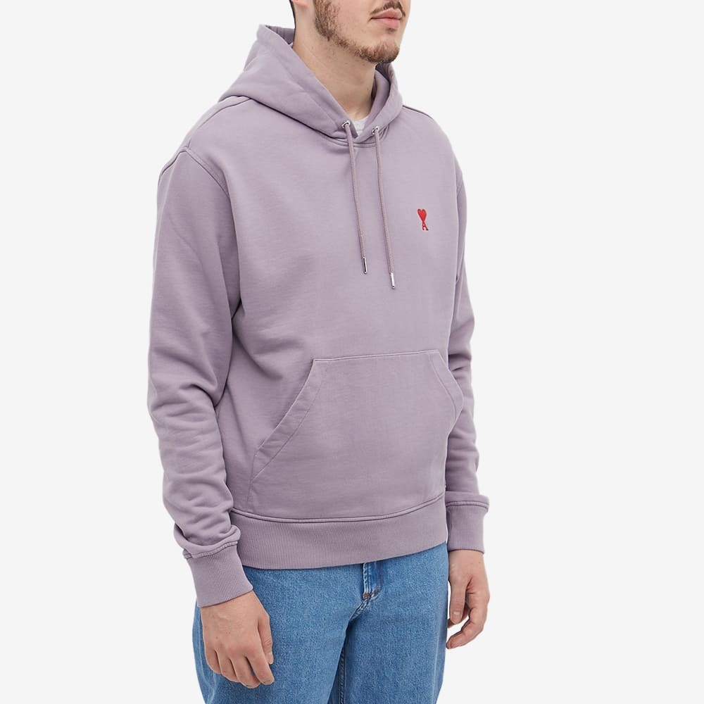Ami Alexandre Mattiussi Heart Embroidered Drawstring Hoodie In Gray