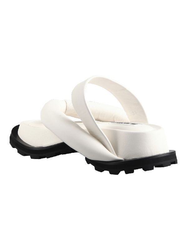 Jil Sander Platform Leather Sandals In White