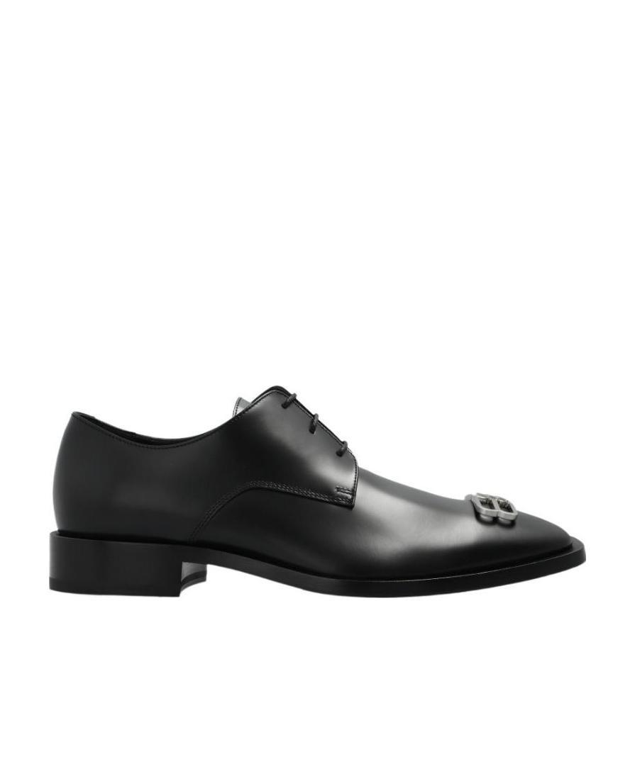 BALENCIAGA LOGO-PLAQUE LEATHER DERBY SHOES