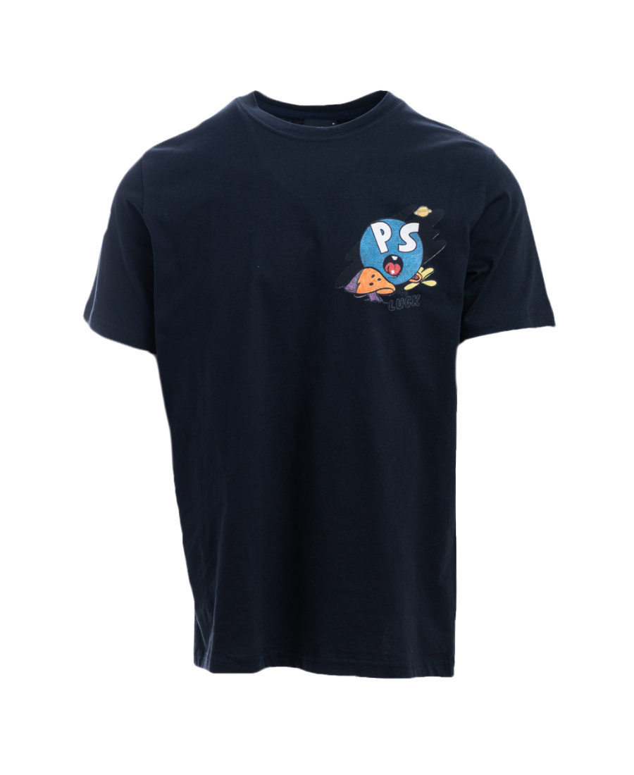 PAUL SMITH NAVY BLUE LOGO PRINTED T-SHIRT