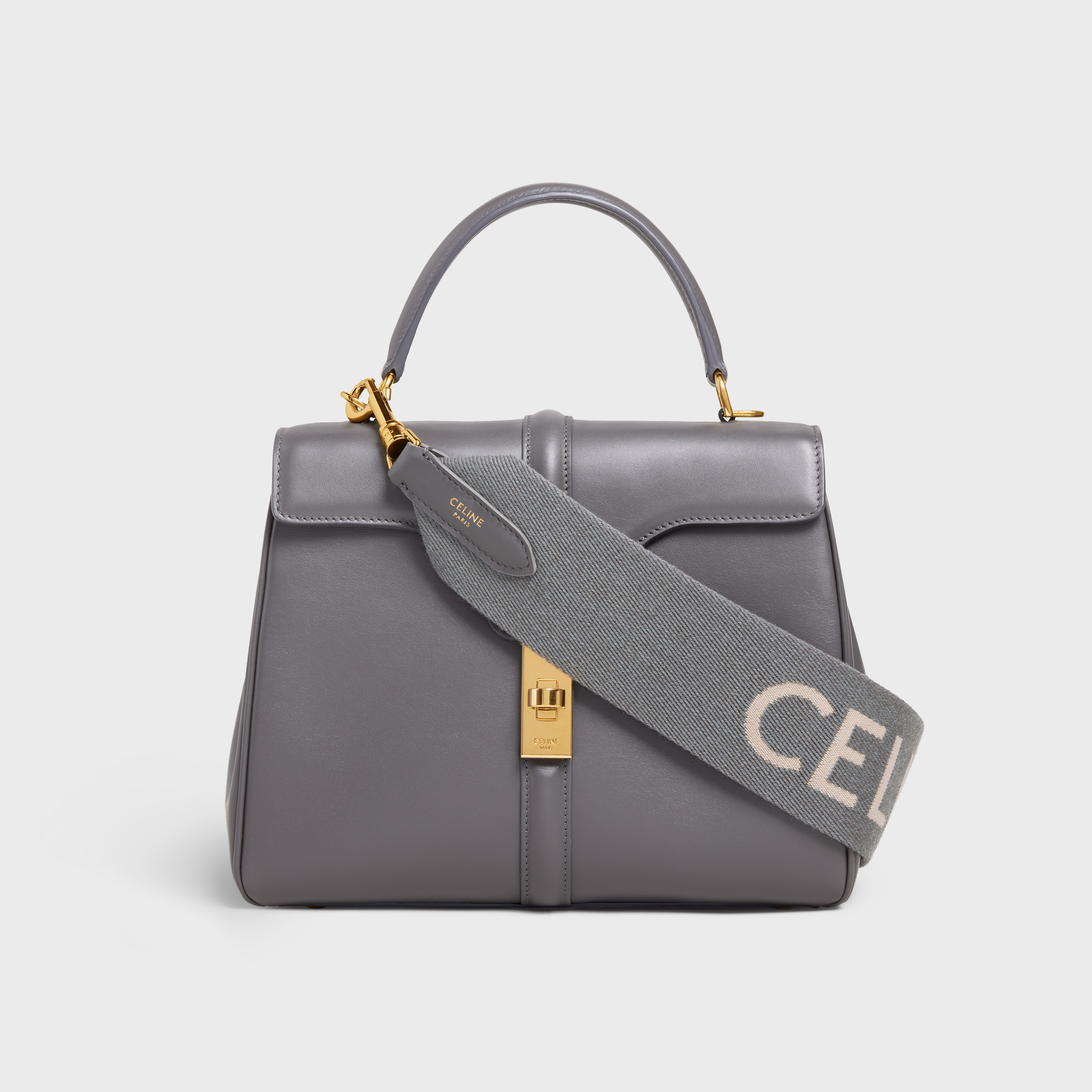 Celine Jacquard Wool Short Shoulder Strap In Gray