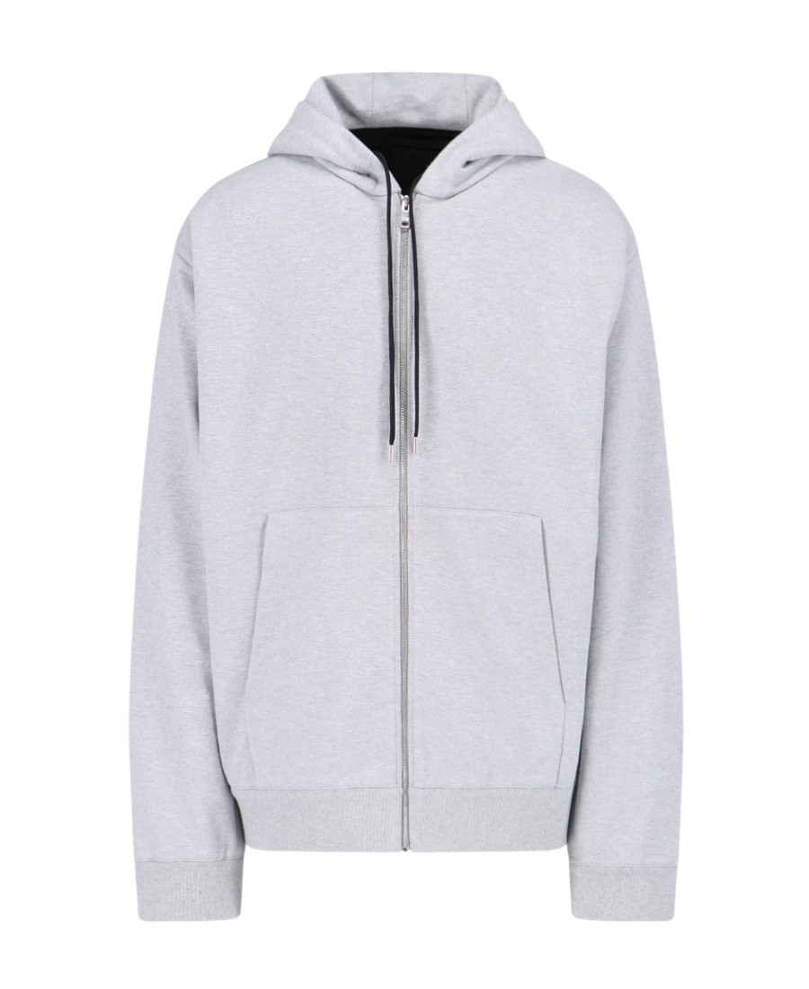 Prada Re-nylon Logo-print Hoodie In Gray