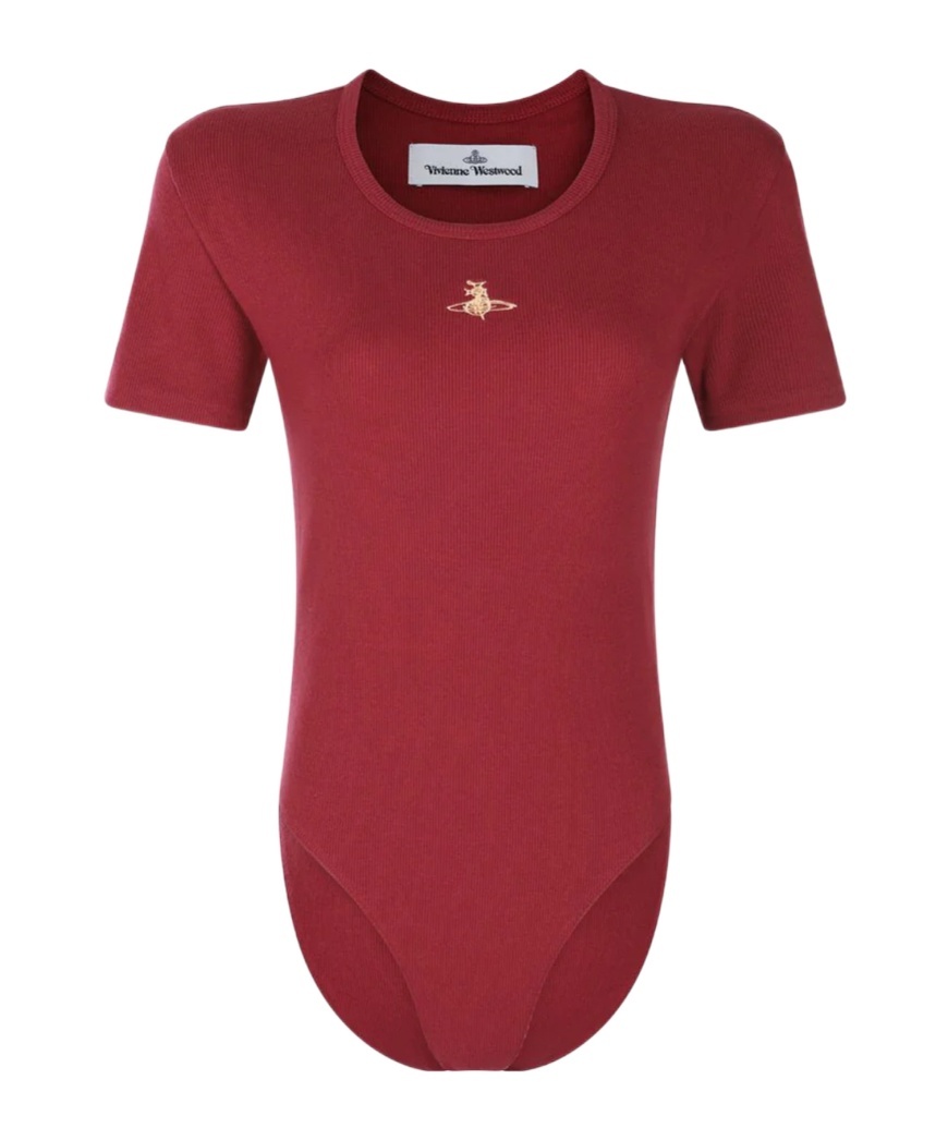 Vivienne Westwood Stylish Short Sleeve Jumpsuit With Round Neckline In Brown