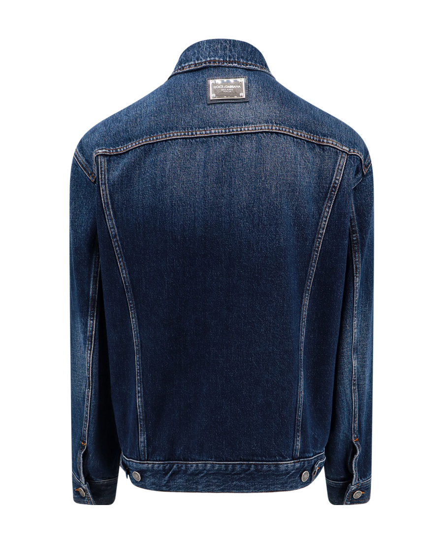 Dolce & Gabbana Washed Stretch Cotton Denim Jacket In Black