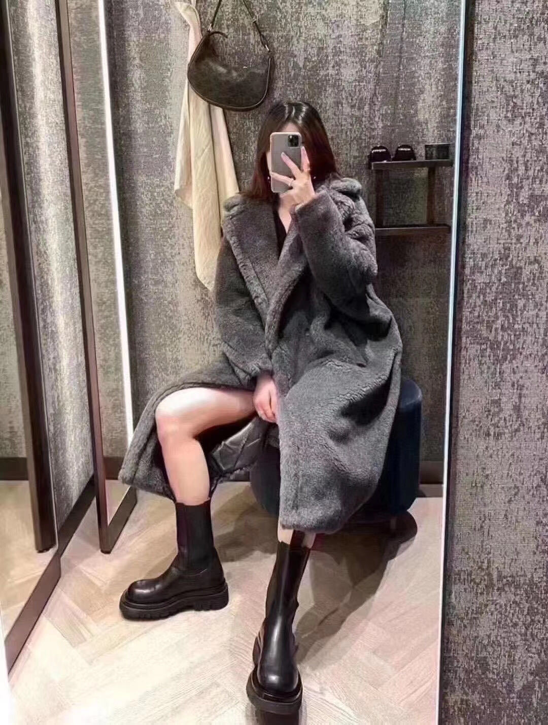 Max Mara Teddy Bear Icon Coat In Gray