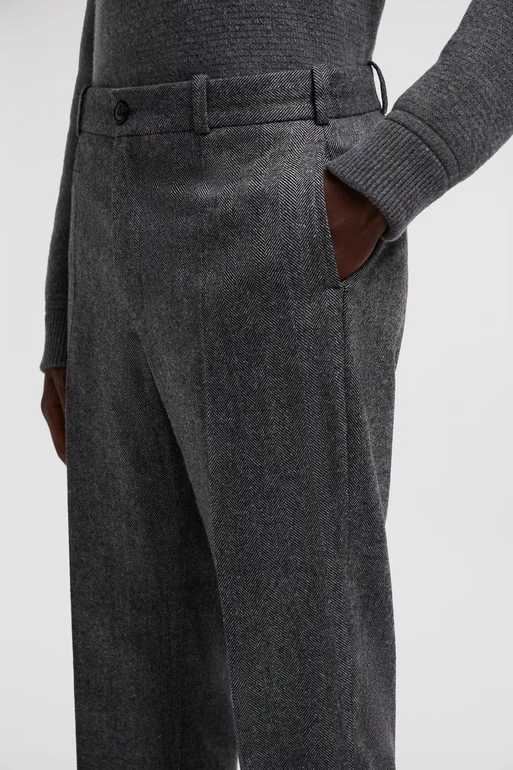 Moncler Men's Wool Blend Trousers In Black