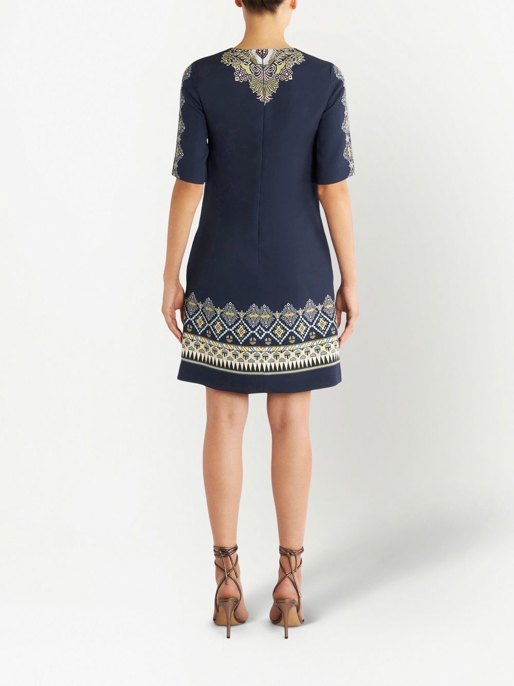 Etro Stretch Viscose Dress With Embroidered Geometric Pattern In Black