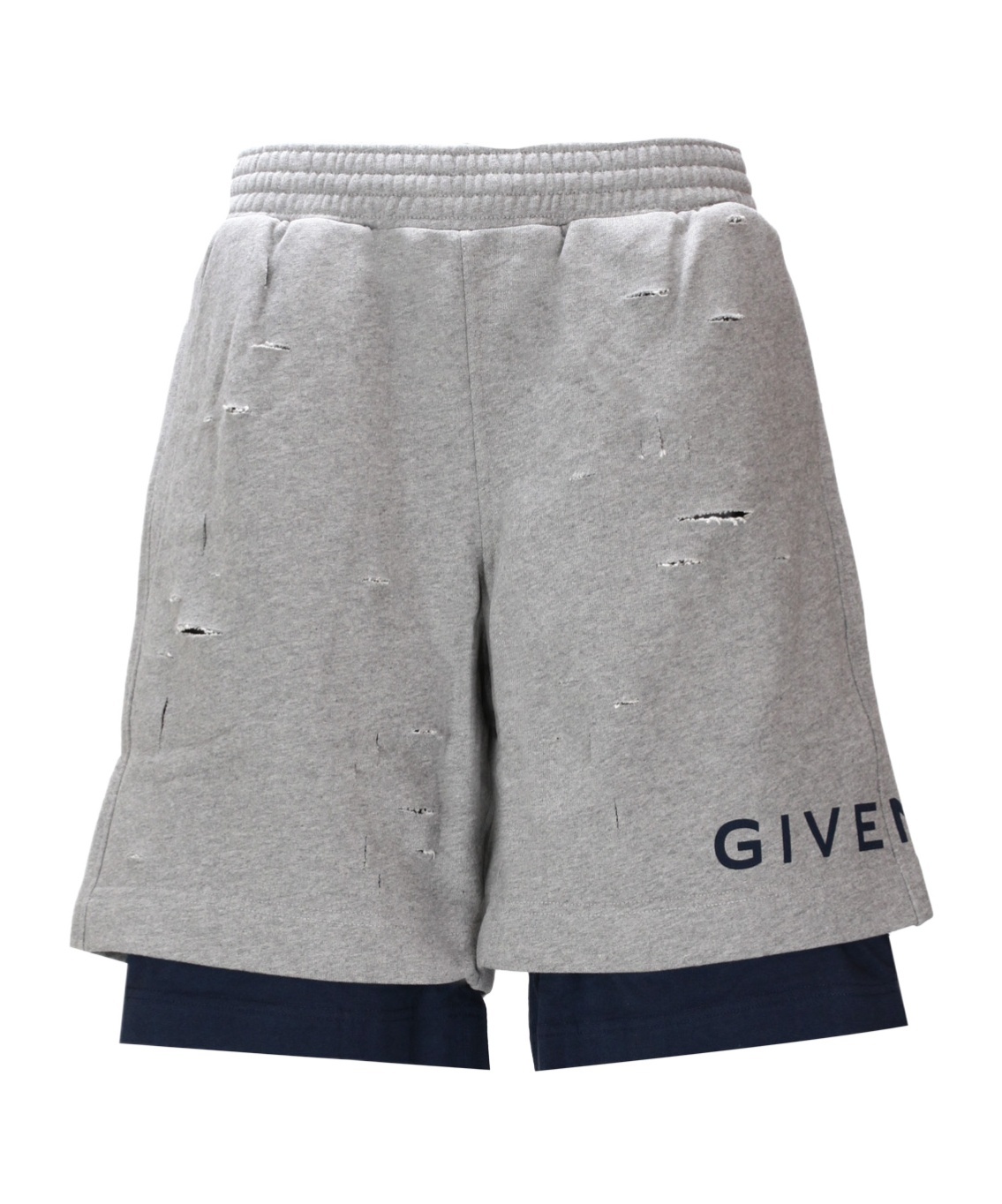Givenchy Logo Printed Distressed Shorts In Gray