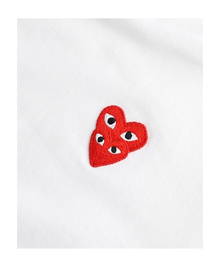 Comme Des Garçons Play Embroidered Logo T-shirt In White