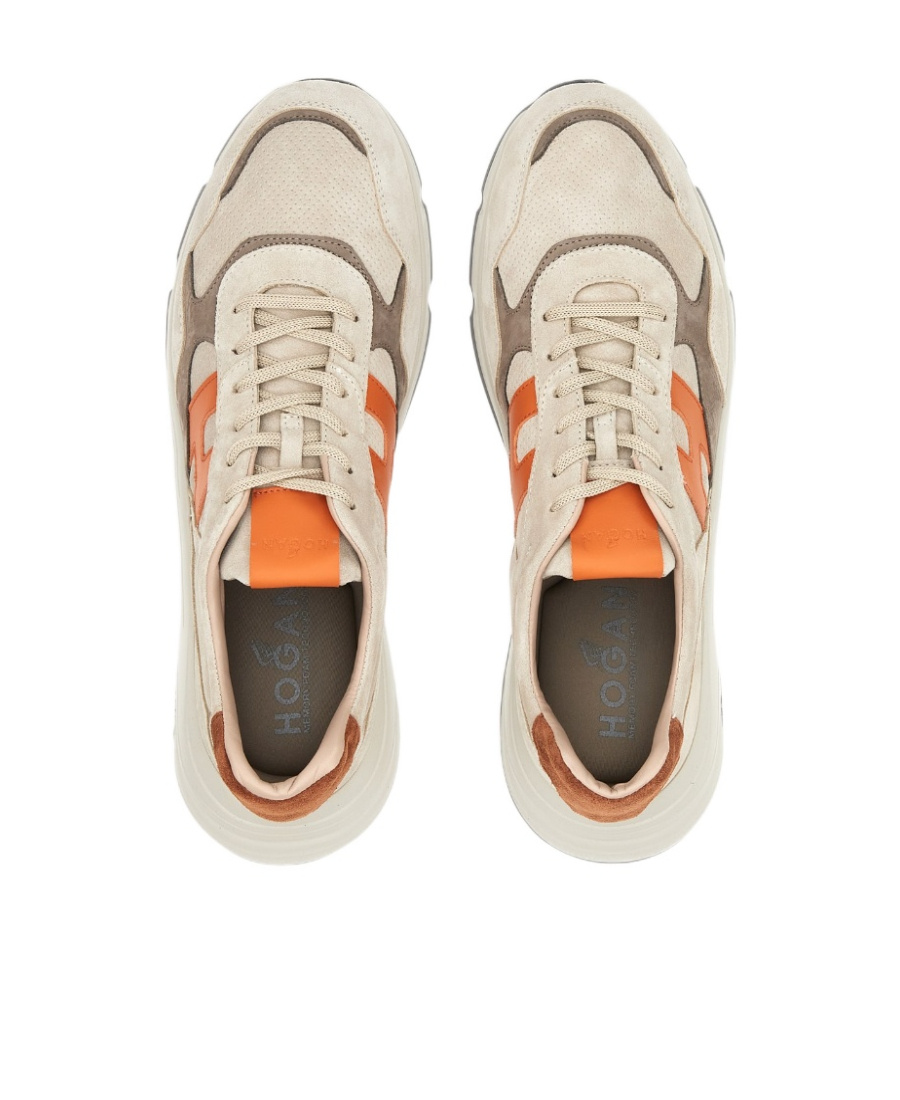 Hogan Hyperlight Lace-up Panelled Sneakers In Nude