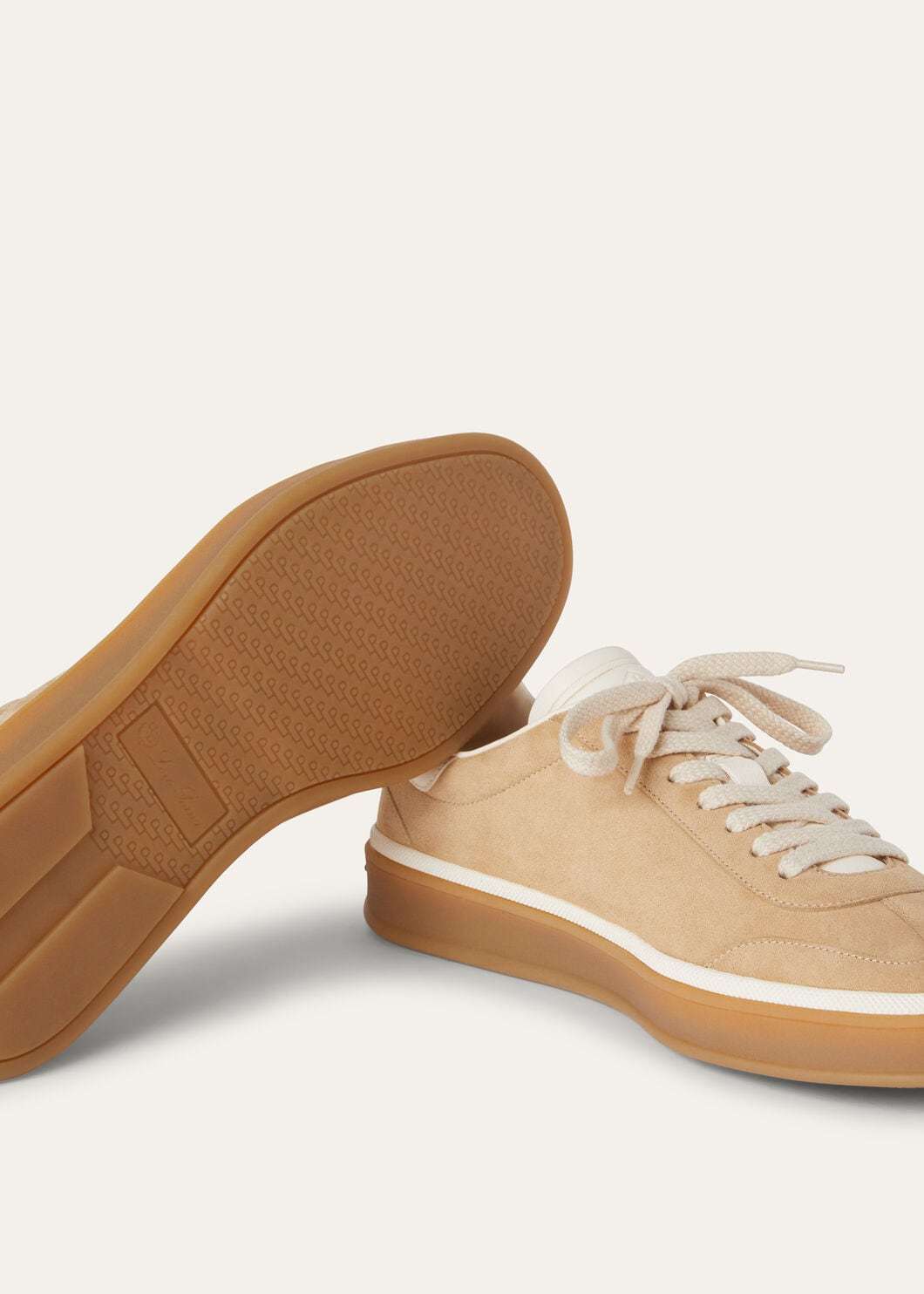 Loro Piana Mixed Leather Low-top Tennis Sneakers In Nude