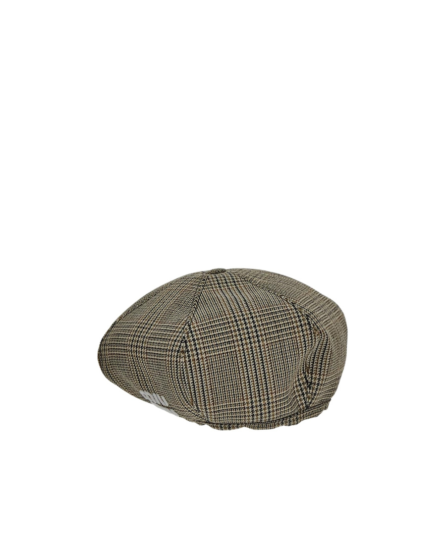 Miu Miu Checked Beret In Green