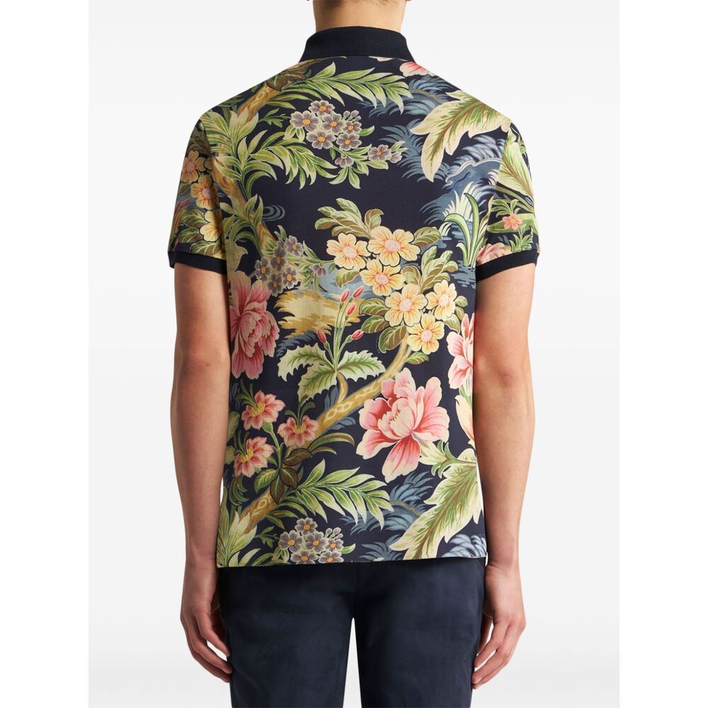 Etro Allover Floral Printed Short-sleeved Polo Shirt In Nude
