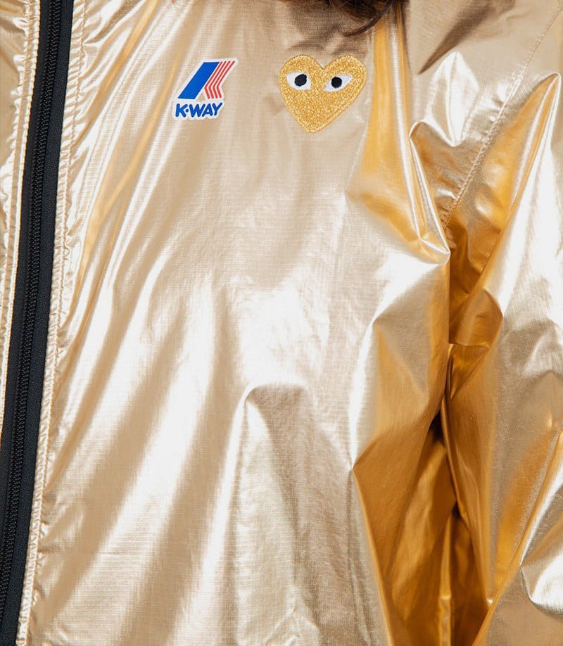 Comme Des Garçons Play K-way Gold Emblem Full Zip Jacket In Gold
