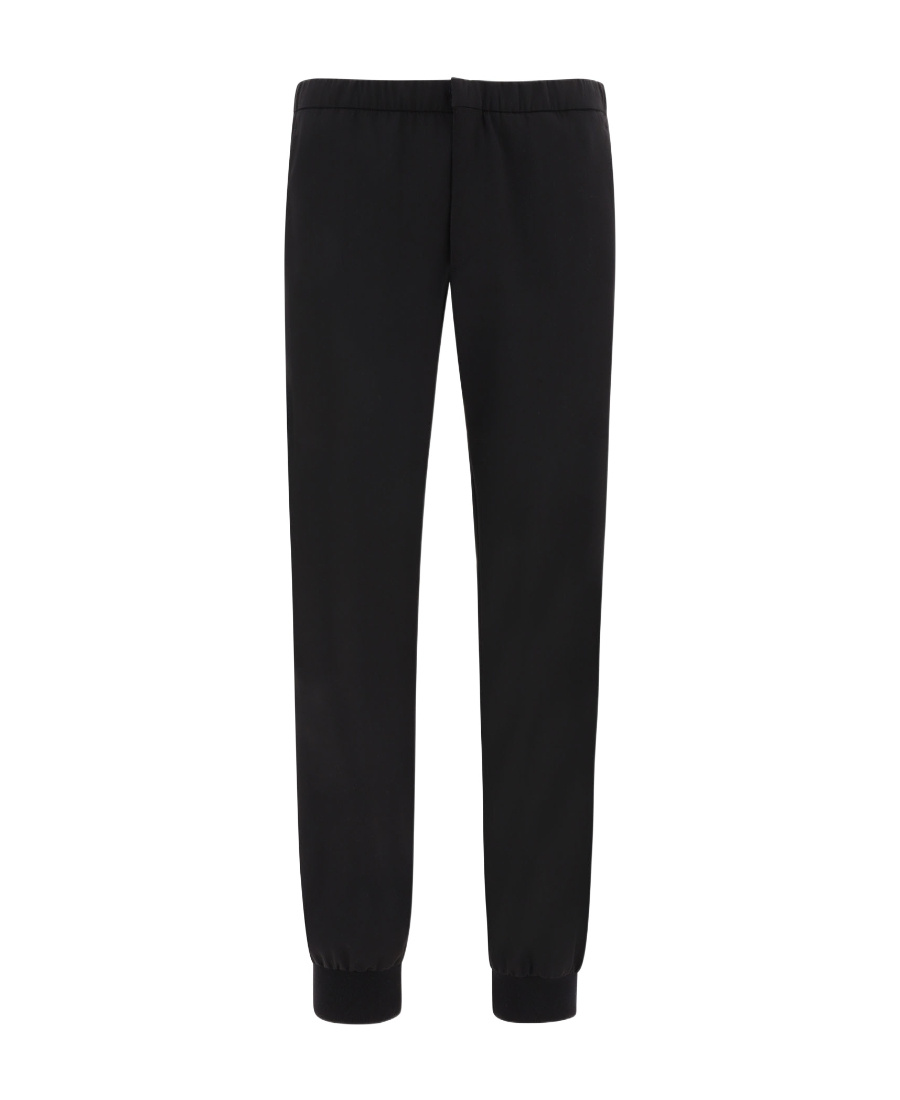 Prada Triangle-logo Silk-blend Track Pants In Black