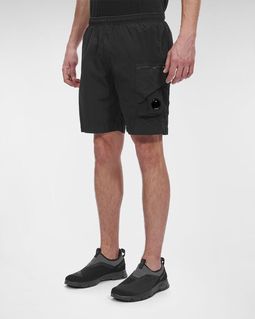 C.p. Company Logo-badge Track Shorts In Black