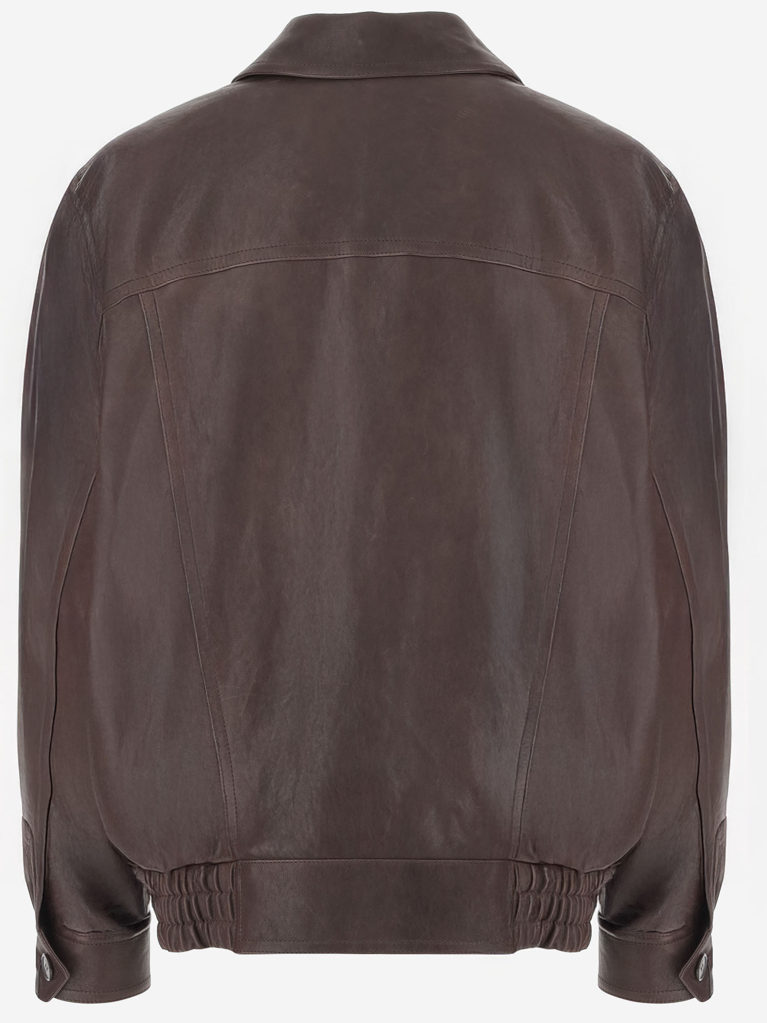 Saint Laurent Long-sleeved Leather Jacket In Black