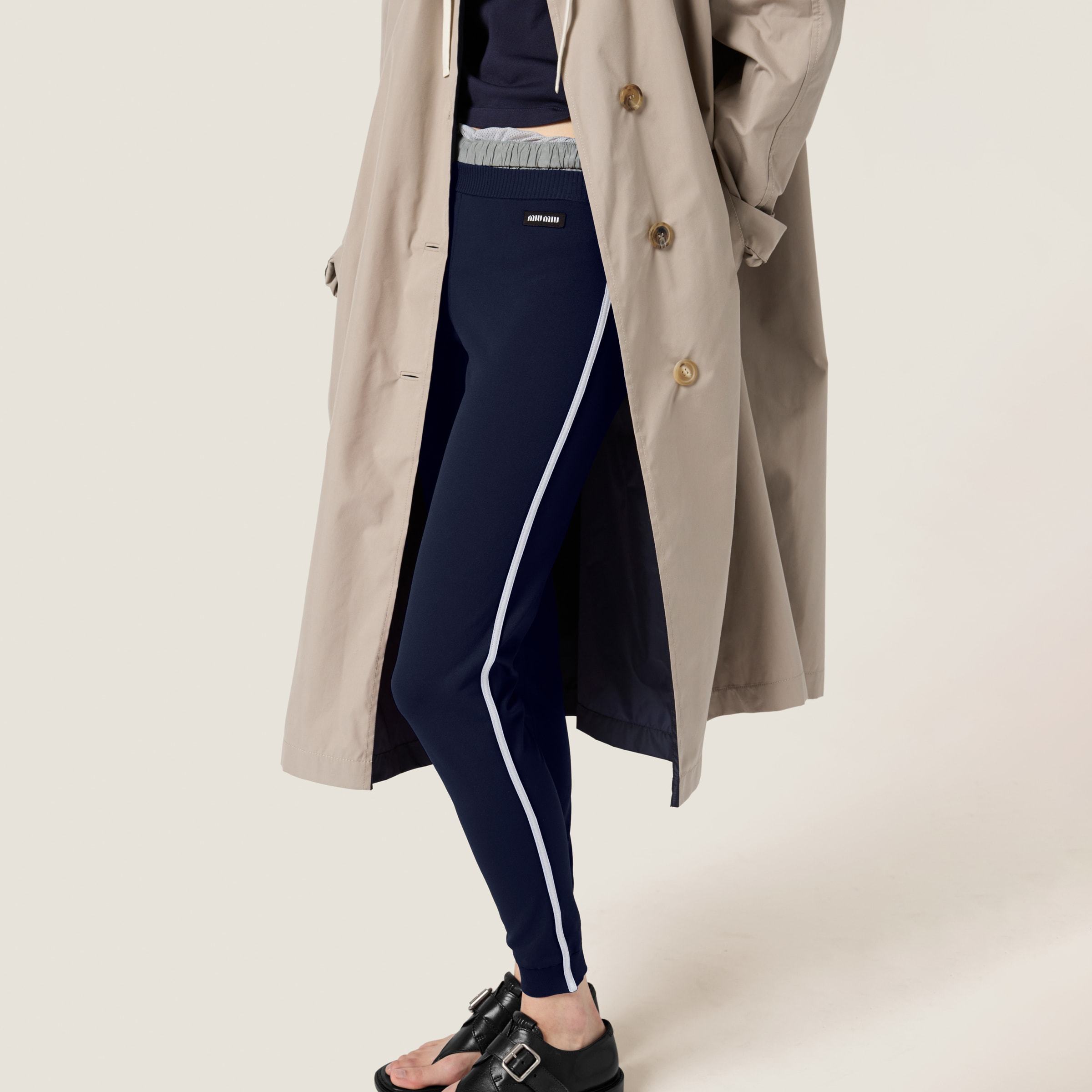 Miu Miu Technology Fabric Pants In Black