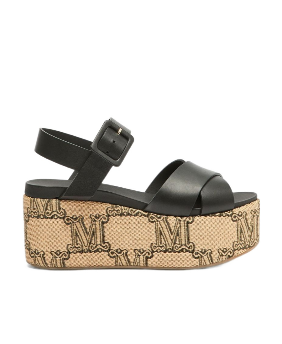 Max Mara Slope Heel Sandals In Nude