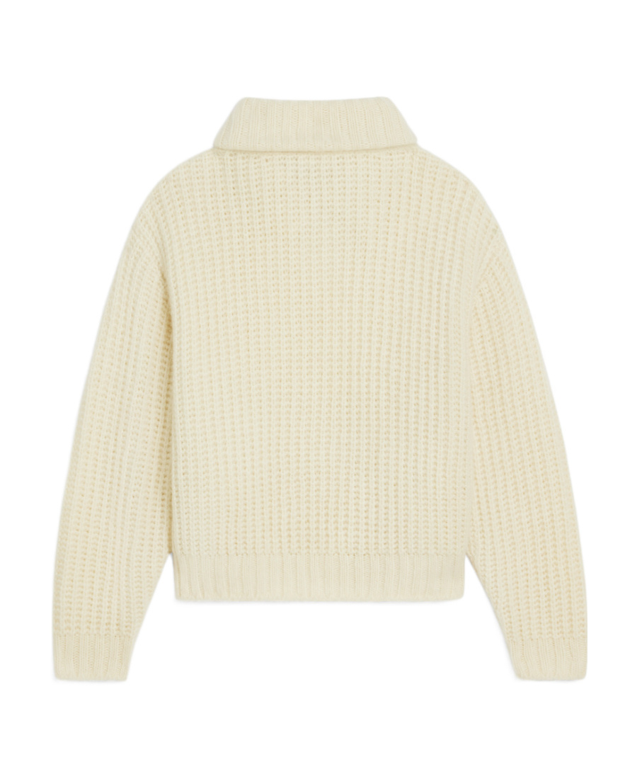 Celine Cashmere Wool Lapel Sweater In Nude