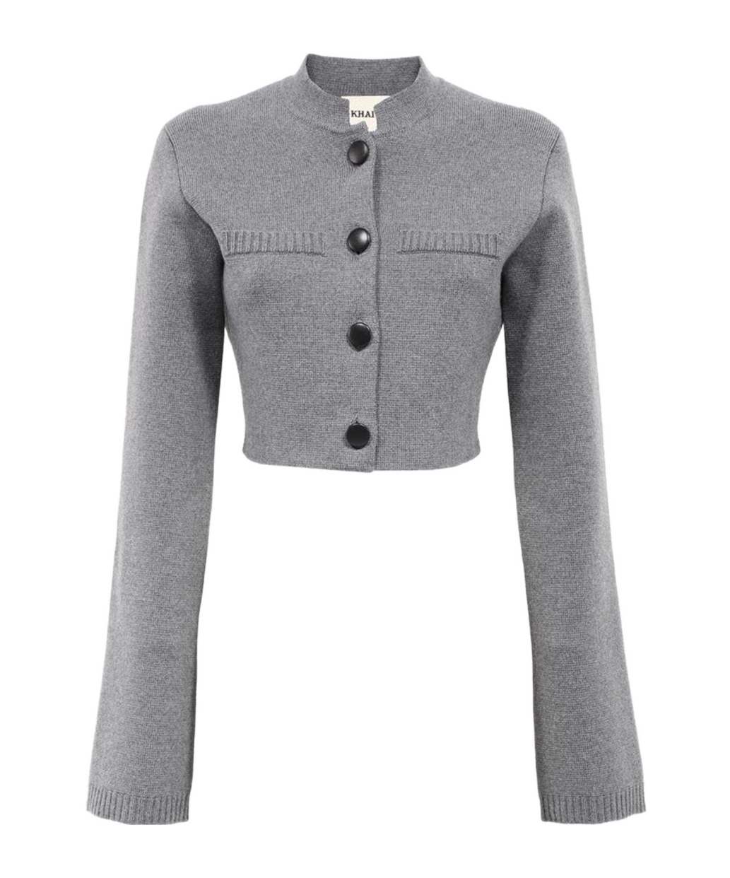 Khaite Ello Knit Cropped Jacket In Gray