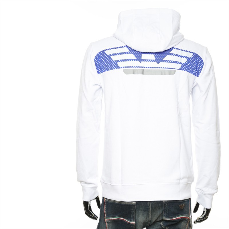 Ea7 Logo Hooded Sweater In White