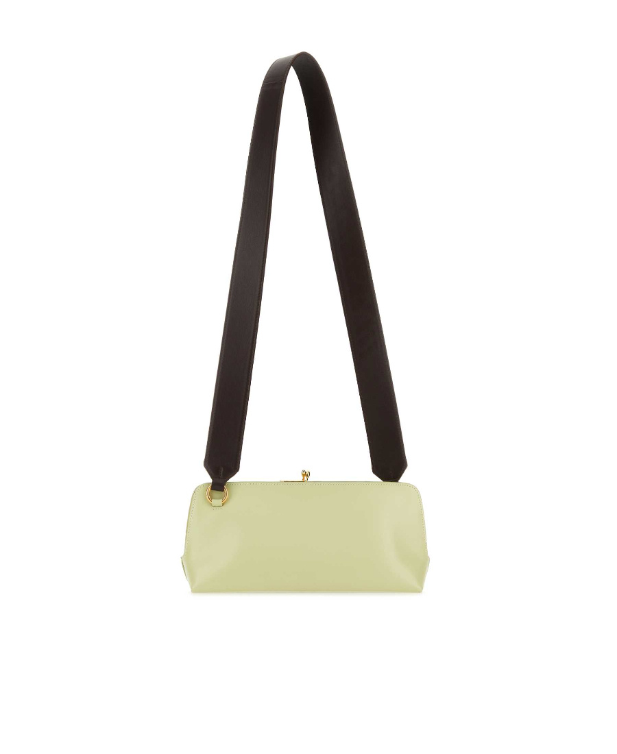 Jil Sander Pastel Green Leather Small Goji Shoulder Bag In Black