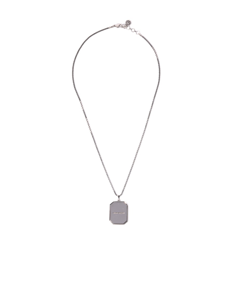 Alexander Mcqueen Logo-pendant Box Chain Necklace In Gray