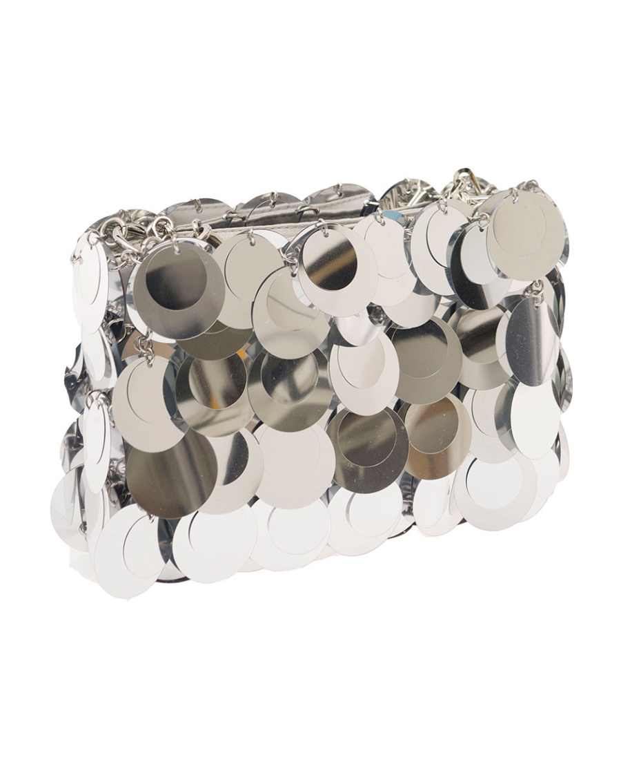 Rabanne Silver Maxi Sequins Nano Shoulder Bag In Gray