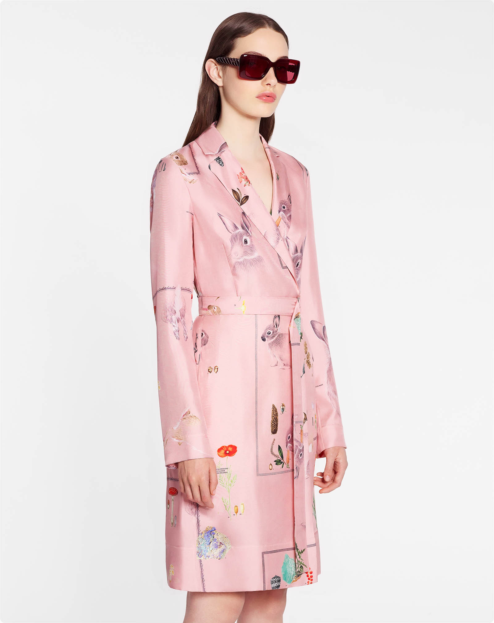 Lanvin Botanica-print Silk Shirt Dress In Pink