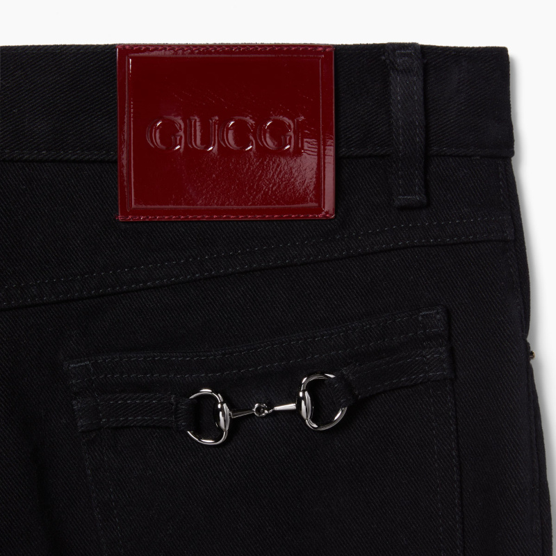 Gucci Lasered Tapered Denim Pant In Black