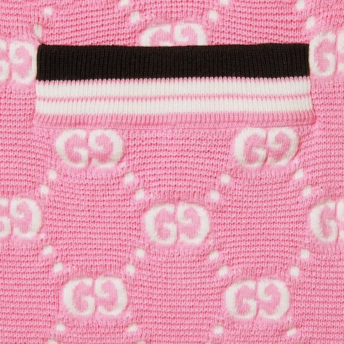 Gucci Papiro Webbing-trimmed Jacquard-knit Cotton Cardigan In Pink