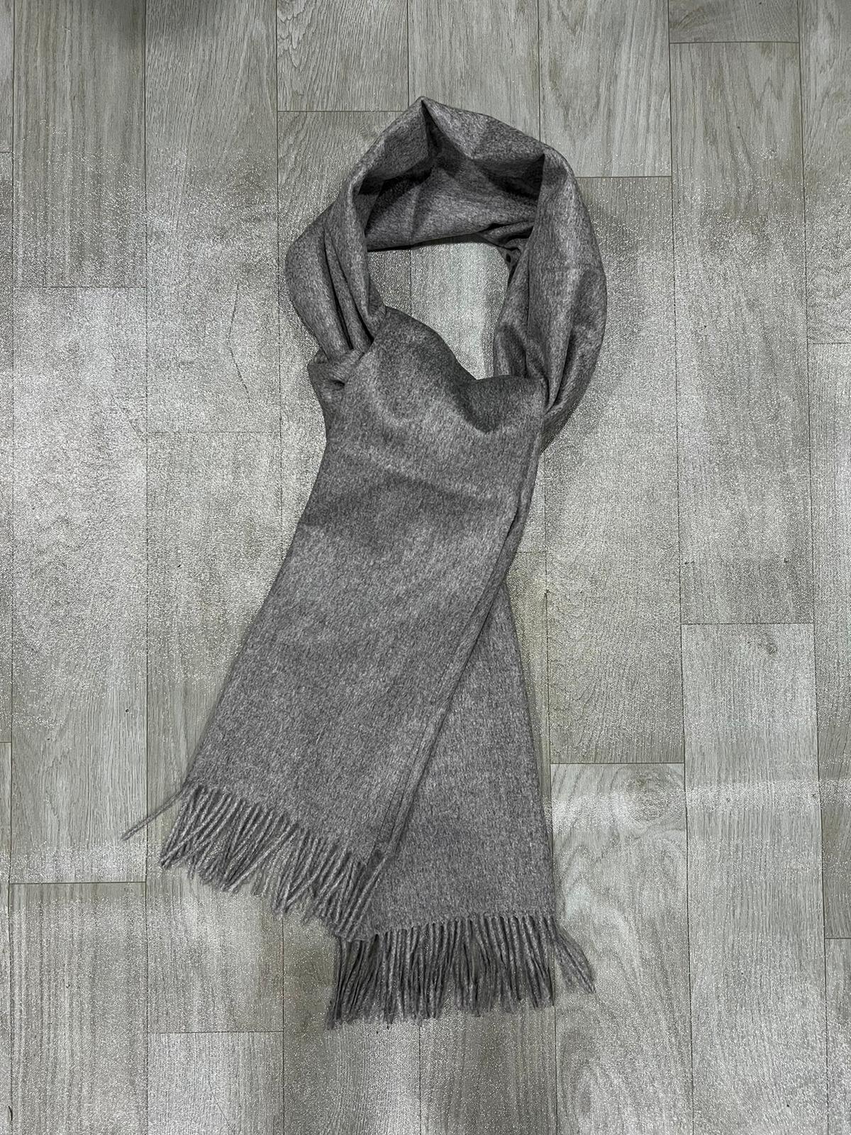 Max Mara Grey Fringed Scarf In Gray