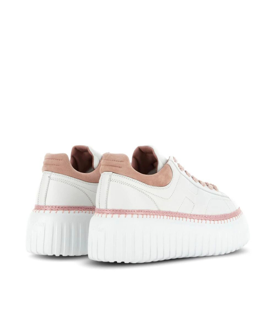 Hogan Leather H-stripes Platform Sneakers In White