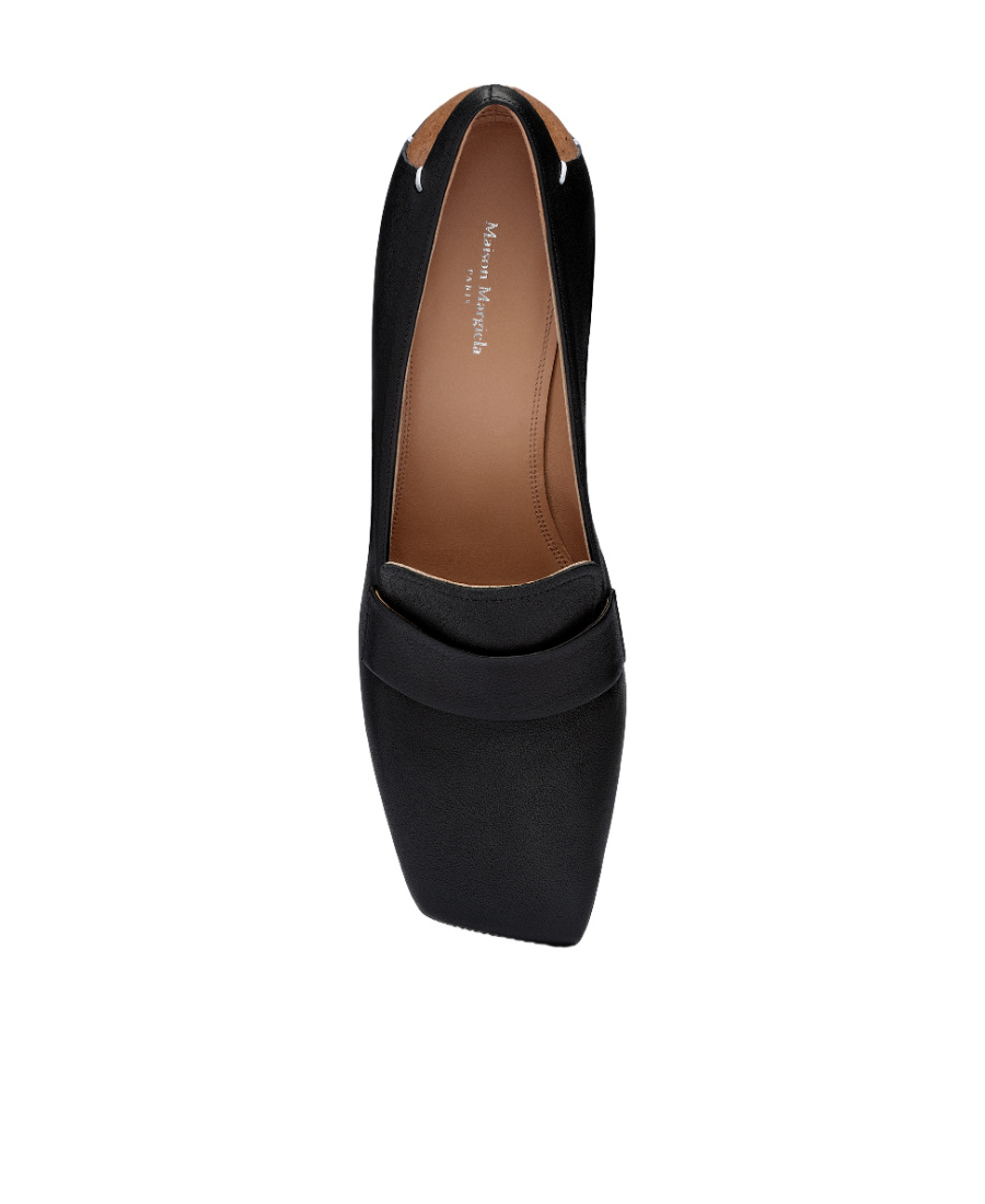 Maison Margiela Leather Loafers With Cut-out Details Heel 6 Cm In Black