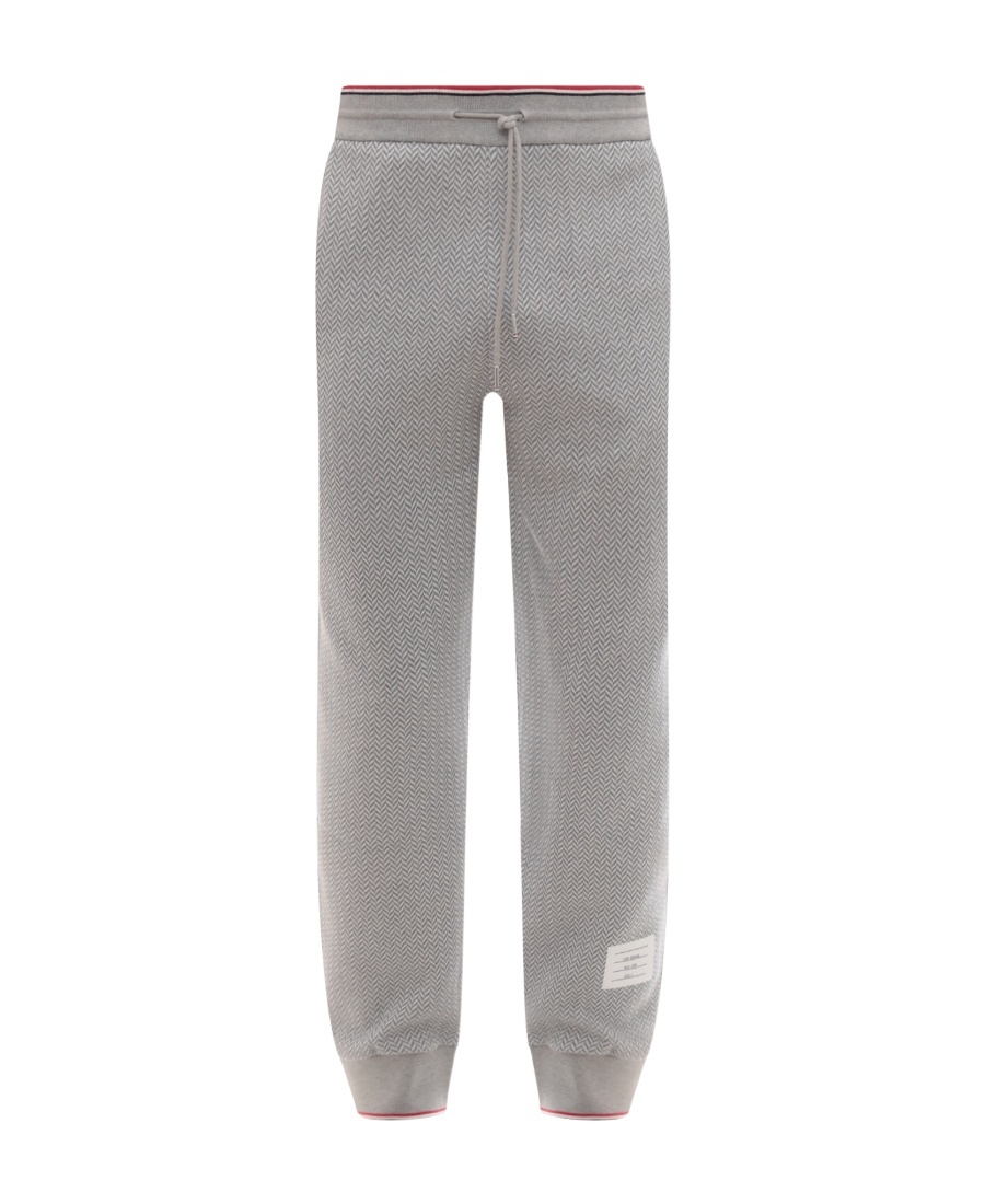 Shop Thom Browne Herringbone-pattern Logo-patch Track Pants In Gray