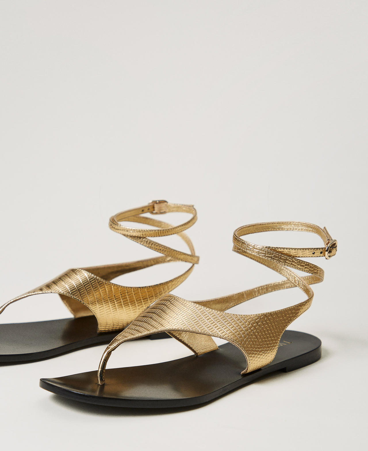 TWINSET METALLIC ANKLE-STRAP SANDALS