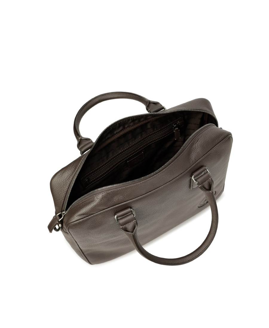 Giorgio Armani Logo Document Handbag In Black
