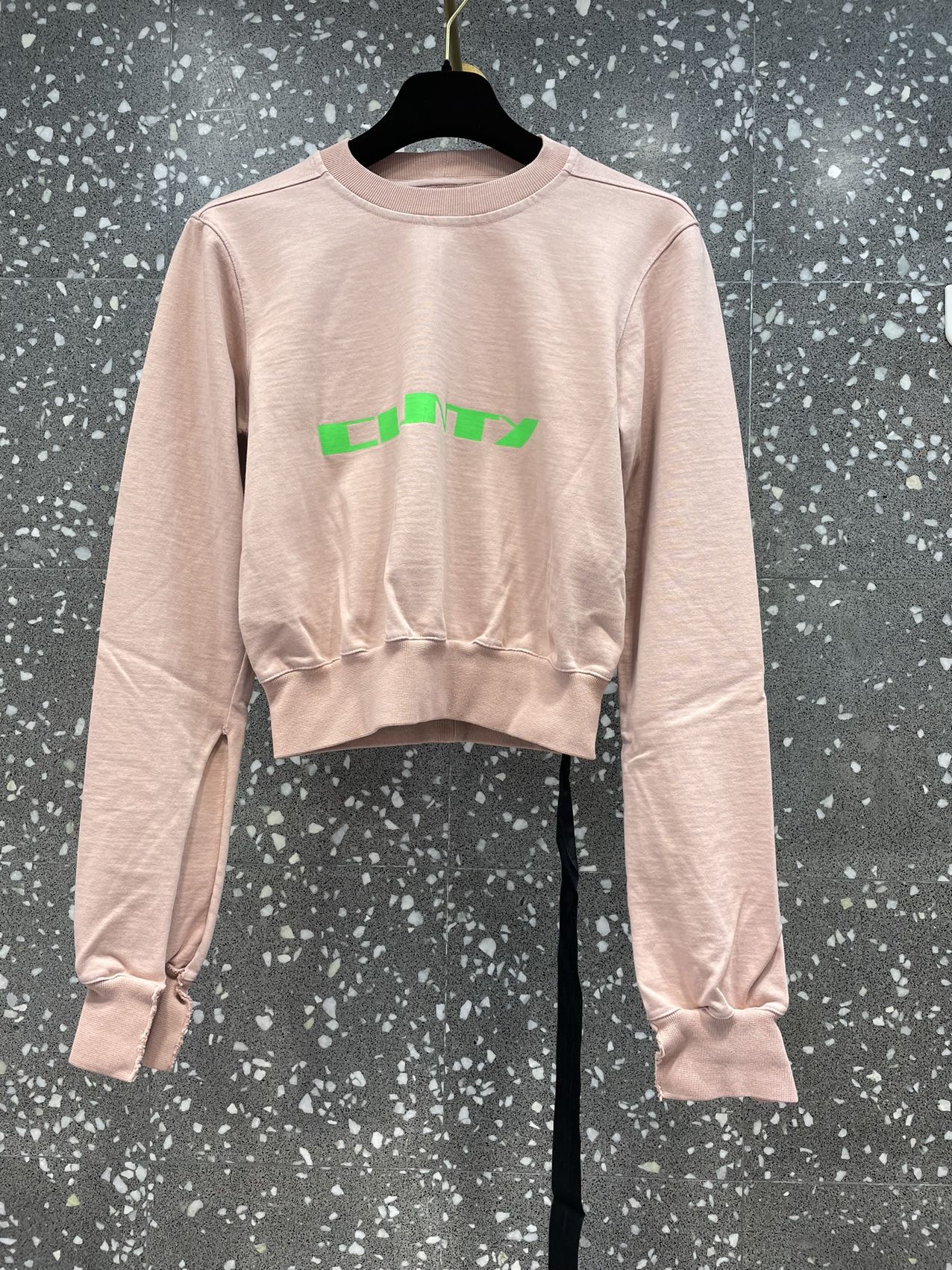 Rick Owens Drkshdw Strap-detail Cropped Cotton Sweater In Pink