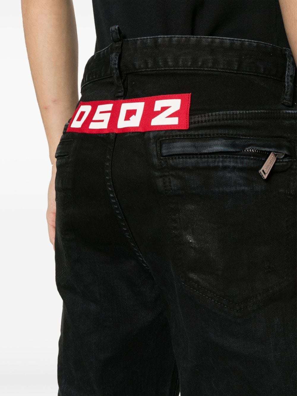 Dsquared2 Crystal-embellished Slim-cut Jeans In Black