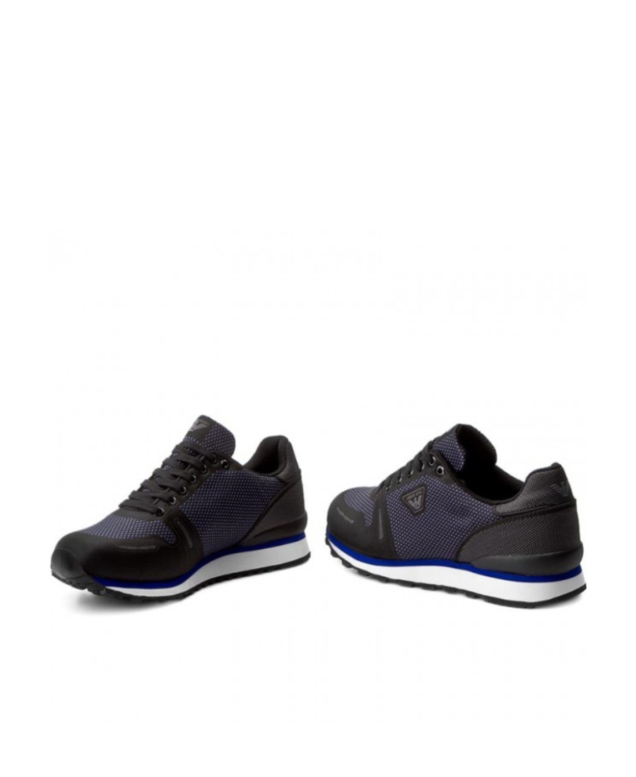 Armani Jeans Stitching Lace-up Casual Sneakers In Black