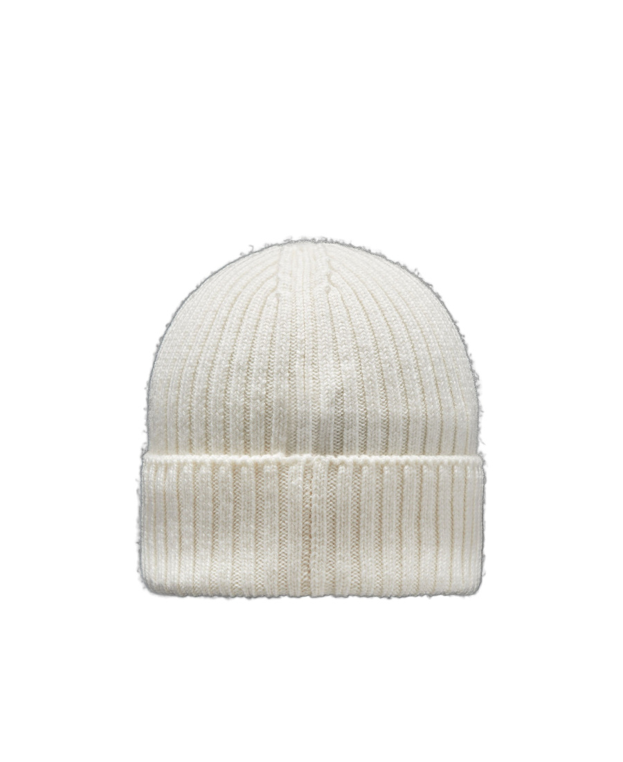 Moncler Logo-appliqué Ribbed Beanie In White