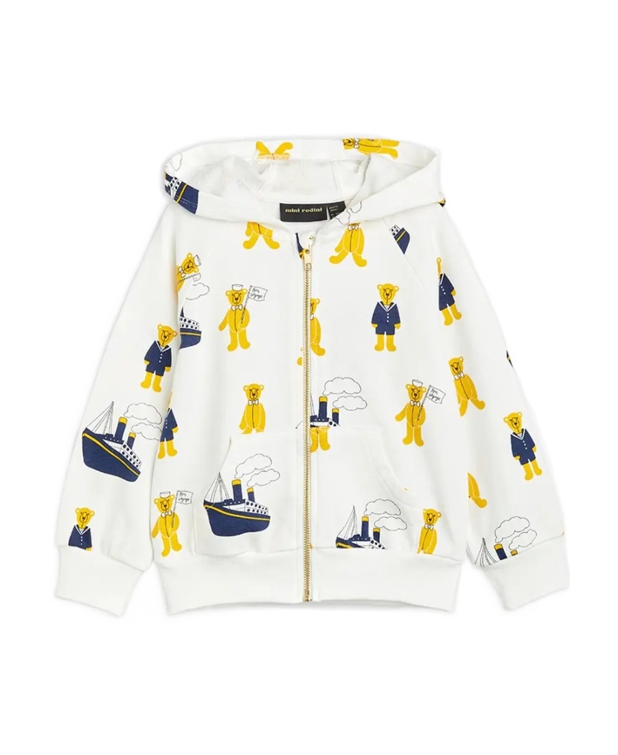 Mini Rodini Long-sleeved Hooded Sweater In White