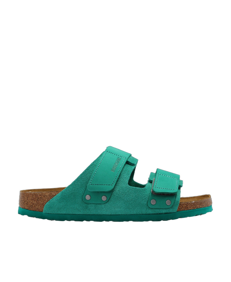 Birkenstock Uji Touch-strap Suede Sandals In Green