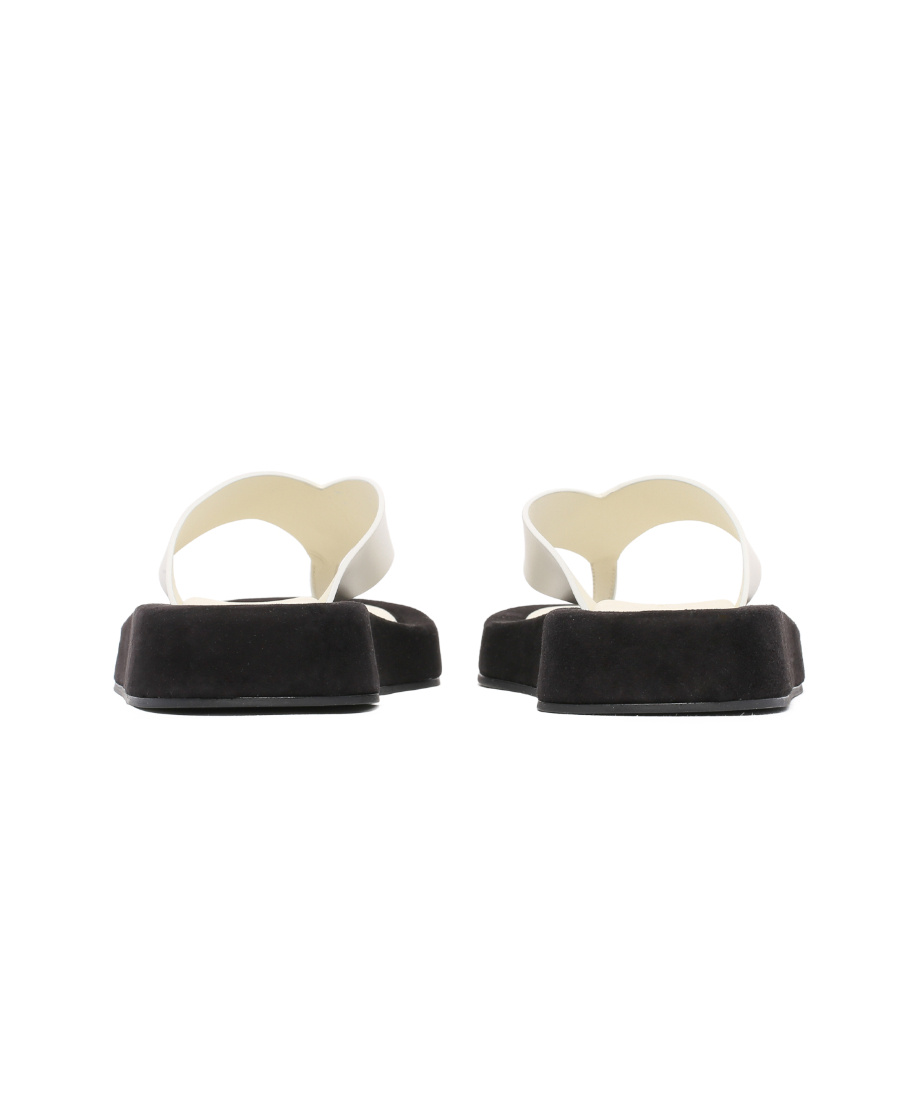 The Row Ginza Two-tone Leather And Suede Platform Flip Flops In Black