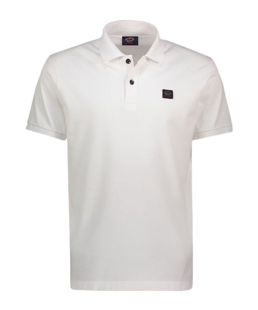 Shop Paul & Shark Polo Shirt With Logo Patch In White